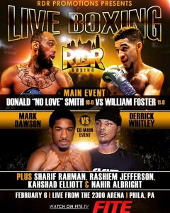 RDR Promotions Presents a Super Night of Boxing on Saturday, February 6th at The 2300 Arena in Philadelphia @ 2300 Arena